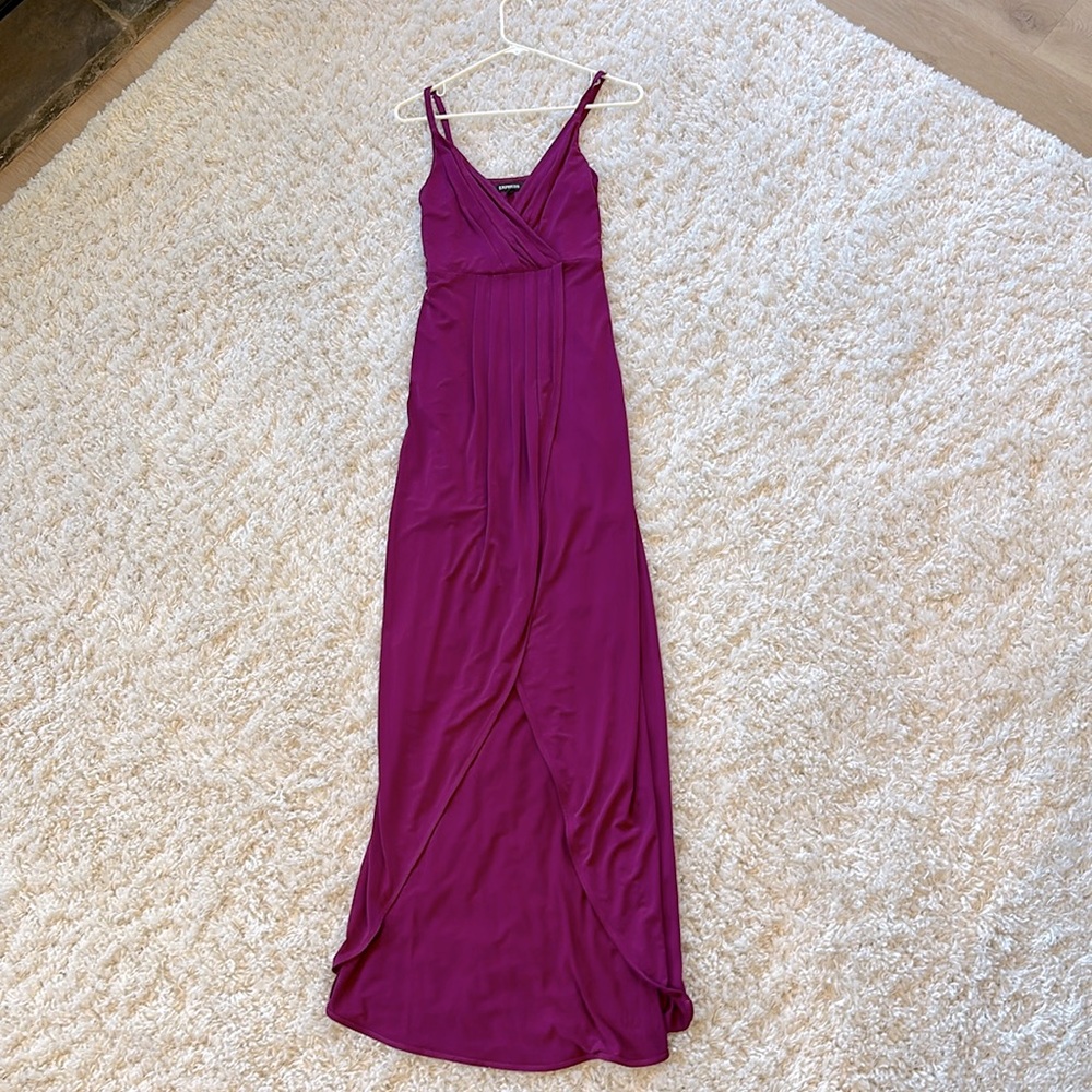 Express - Maxi dress (hi/low - wrap in front) - raspberry purple, size XS